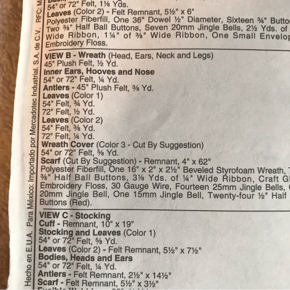 McCall's Crafts Stocking Moose Card Holder Wreath 3427 Sewing Pattern New - Picture 4 of 7